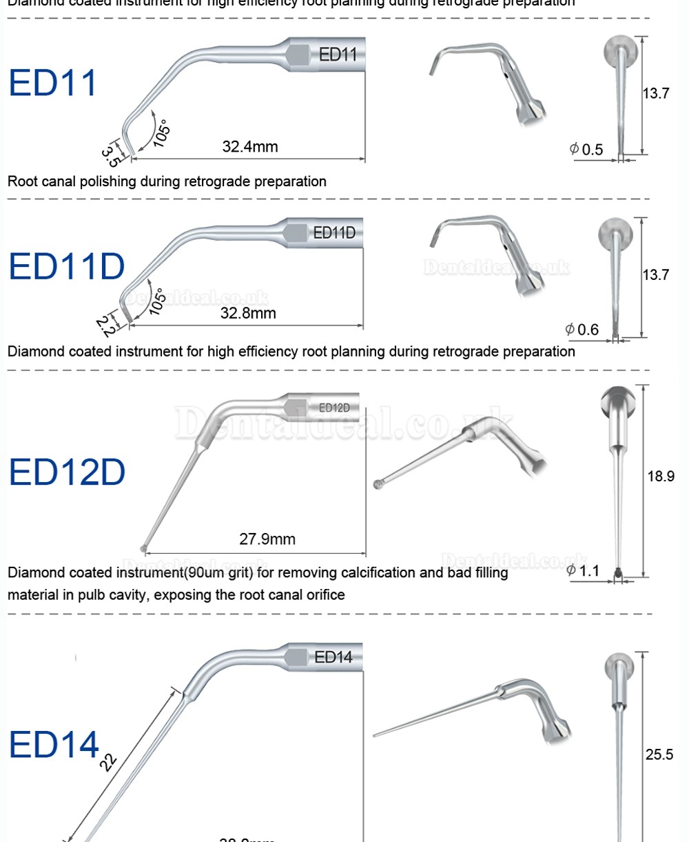 Refine Ultrasonic Scaler Tips ED1 ED2 ED3 ED4 ED5 ED6 ED7 ED8 ED9 ED10 ED11 ED14 ED15 Fit SATELEC NSK DTE